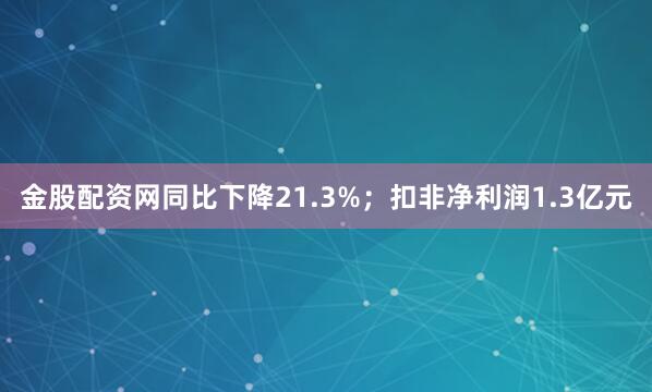金股配资网同比下降21.3%；扣非净利润1.3亿元