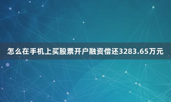 怎么在手机上买股票开户融资偿还3283.65万元